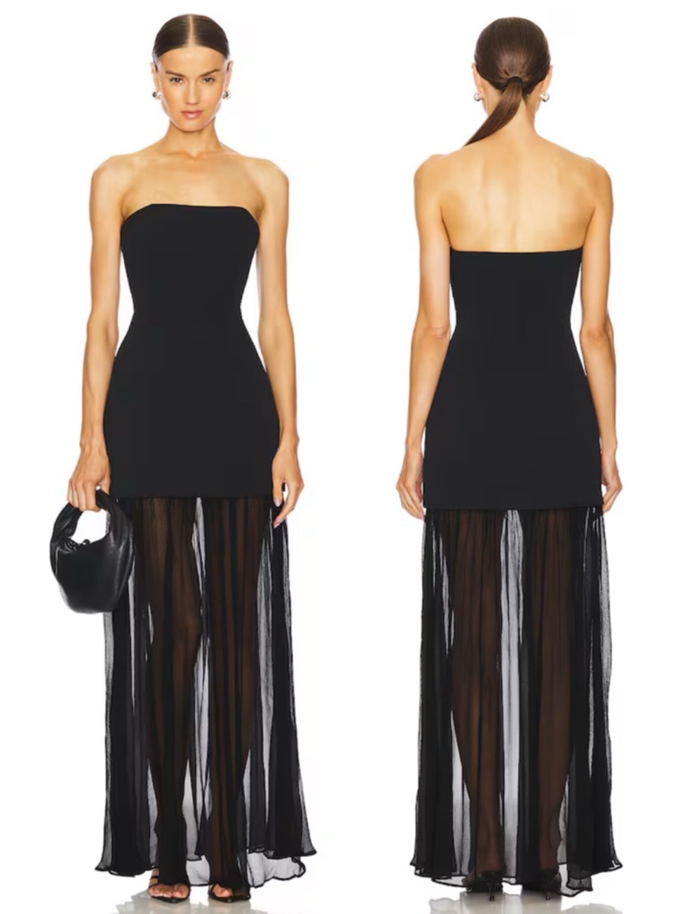 L’Academie by Marianna Amiens Strapless Drop Waist Gown Black NEW with tags